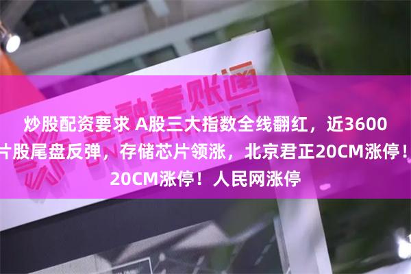 炒股配资要求 A股三大指数全线翻红，近3600股上涨，芯片股尾盘反弹，存储芯片领涨，北京君正20CM涨停！人民网涨停